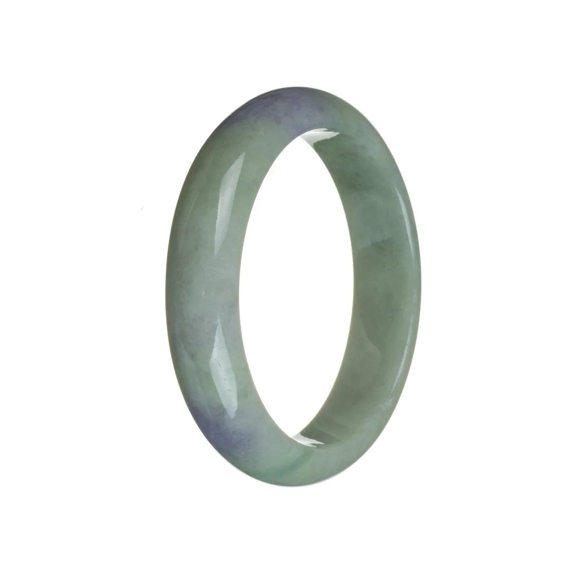Genuine Type A Green with lavender Jade Bracelet - 57mm Semi Round - Image 3