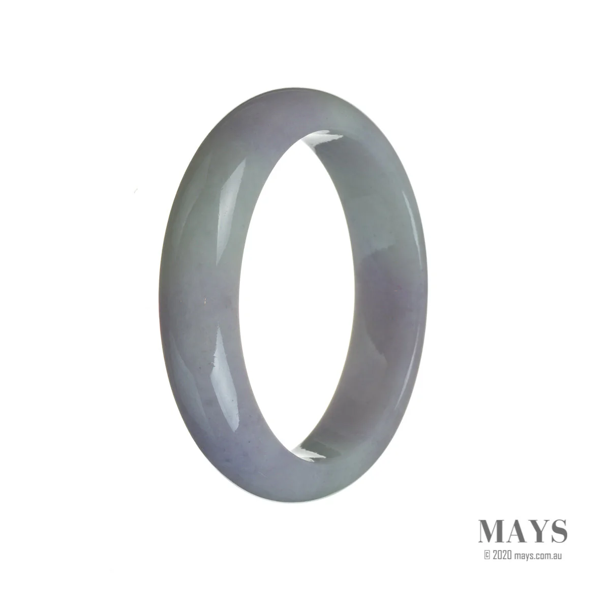 Authentic Natural Lavender Burmese Jade Bangle Bracelet - 57mm Semi Round
