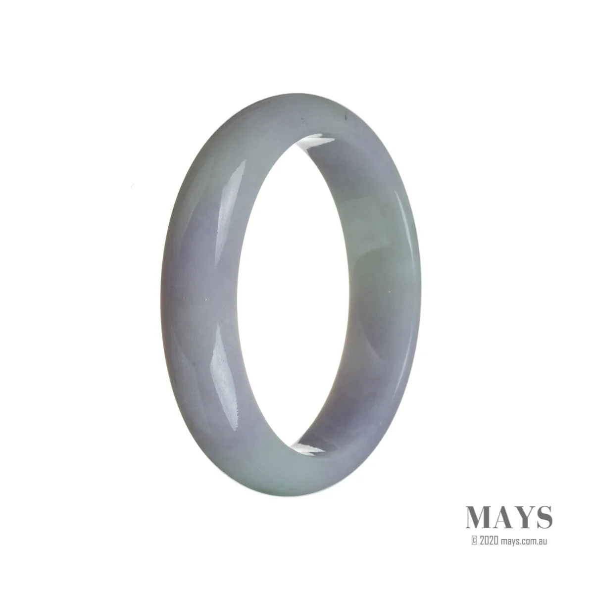 Authentic Natural Lavender Burmese Jade Bangle Bracelet - 57mm Semi Round - Image 2
