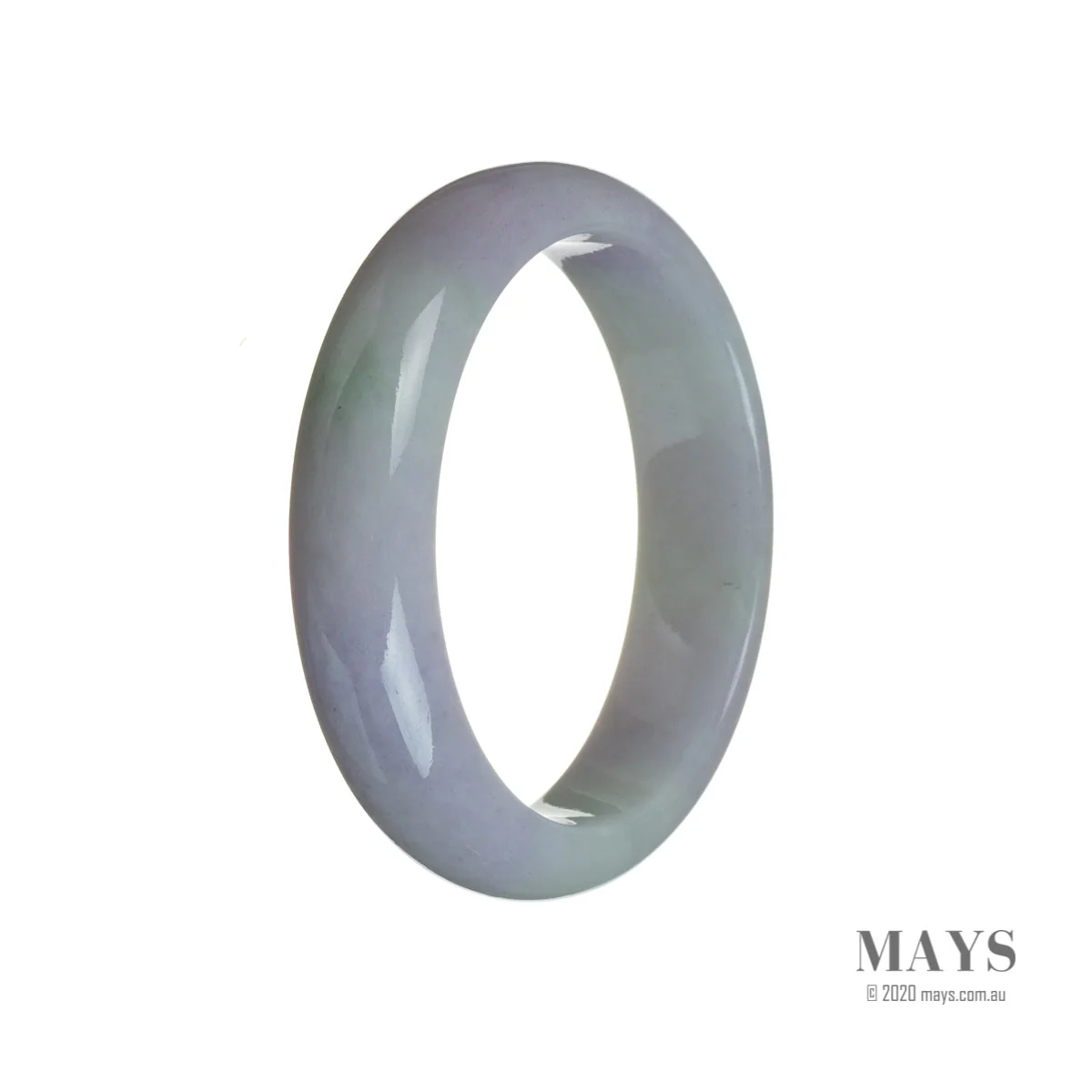 Authentic Natural Lavender Burmese Jade Bangle Bracelet - 57mm Semi Round - Image 3