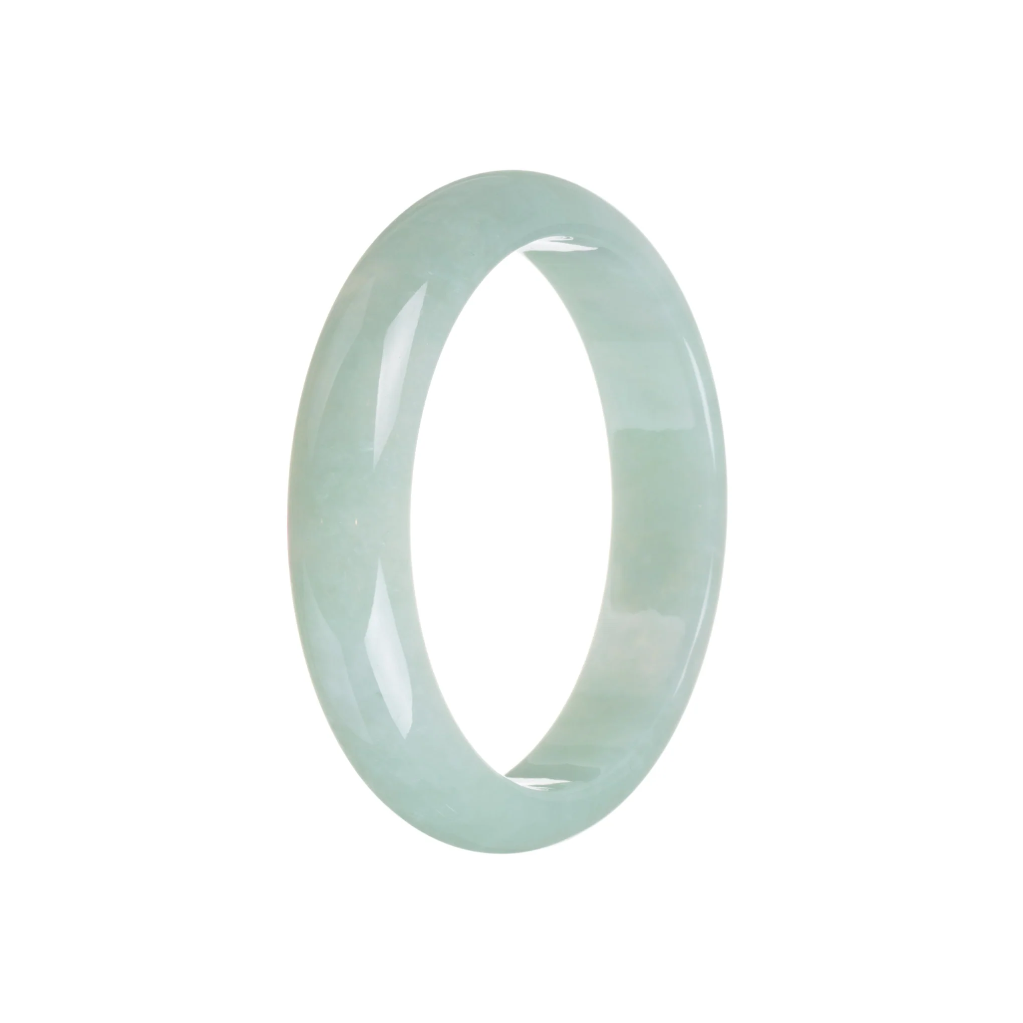 Genuine Grade A Green Traditional Jade Bangle Bracelet - 58mm Half Moon - Image 2