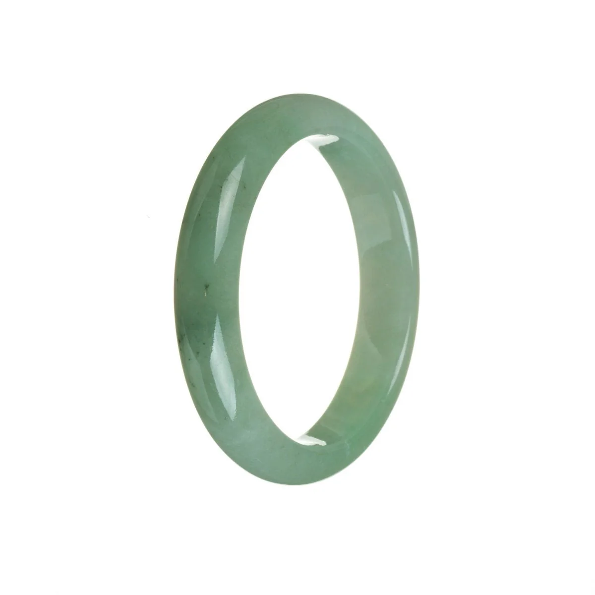 Authentic Grade A Green Jadeite Jade Bangle - 55mm Half Moon