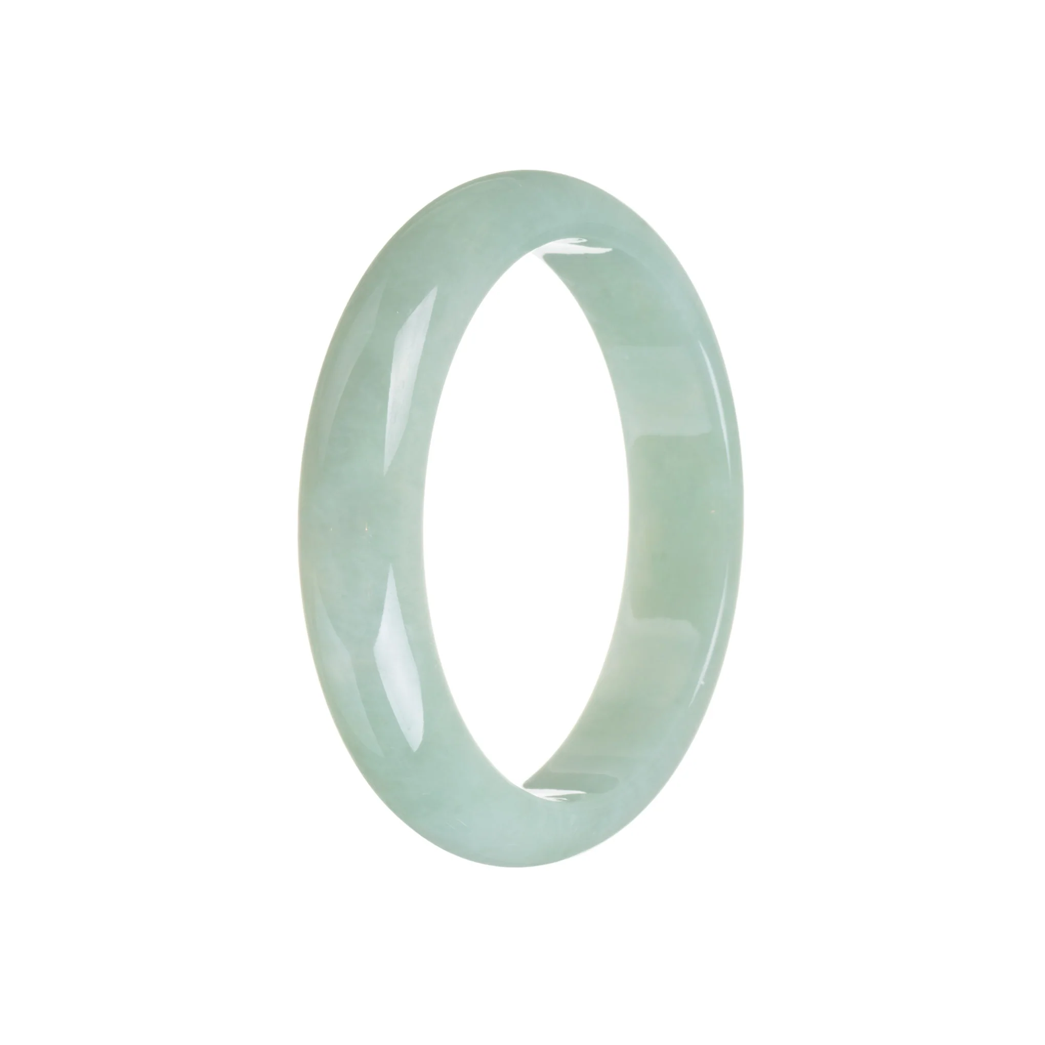 Certified Grade A Green Burmese Jade Bangle Bracelet - 58mm Half Moon - Image 2