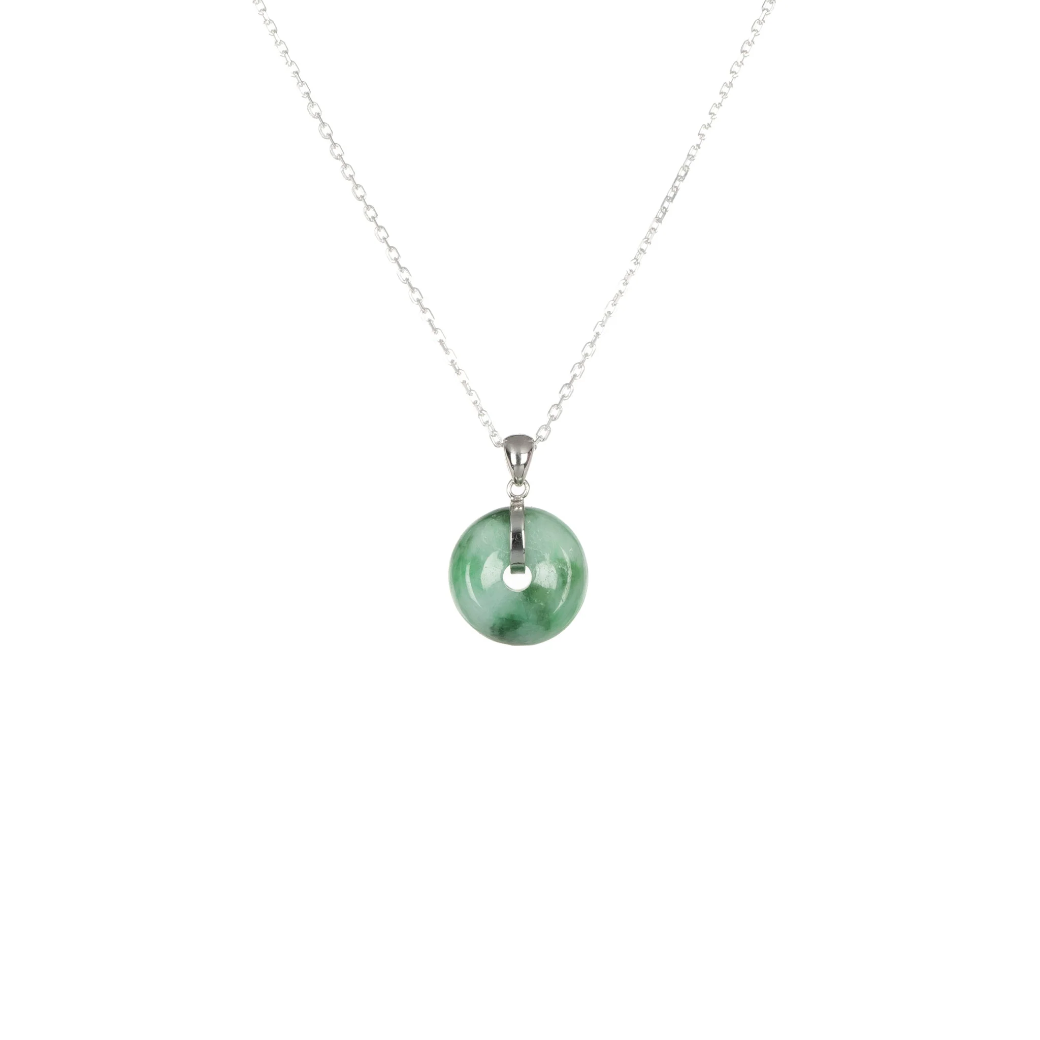 Natural Green Pattern Jadeite Pendant - Kandy Donut