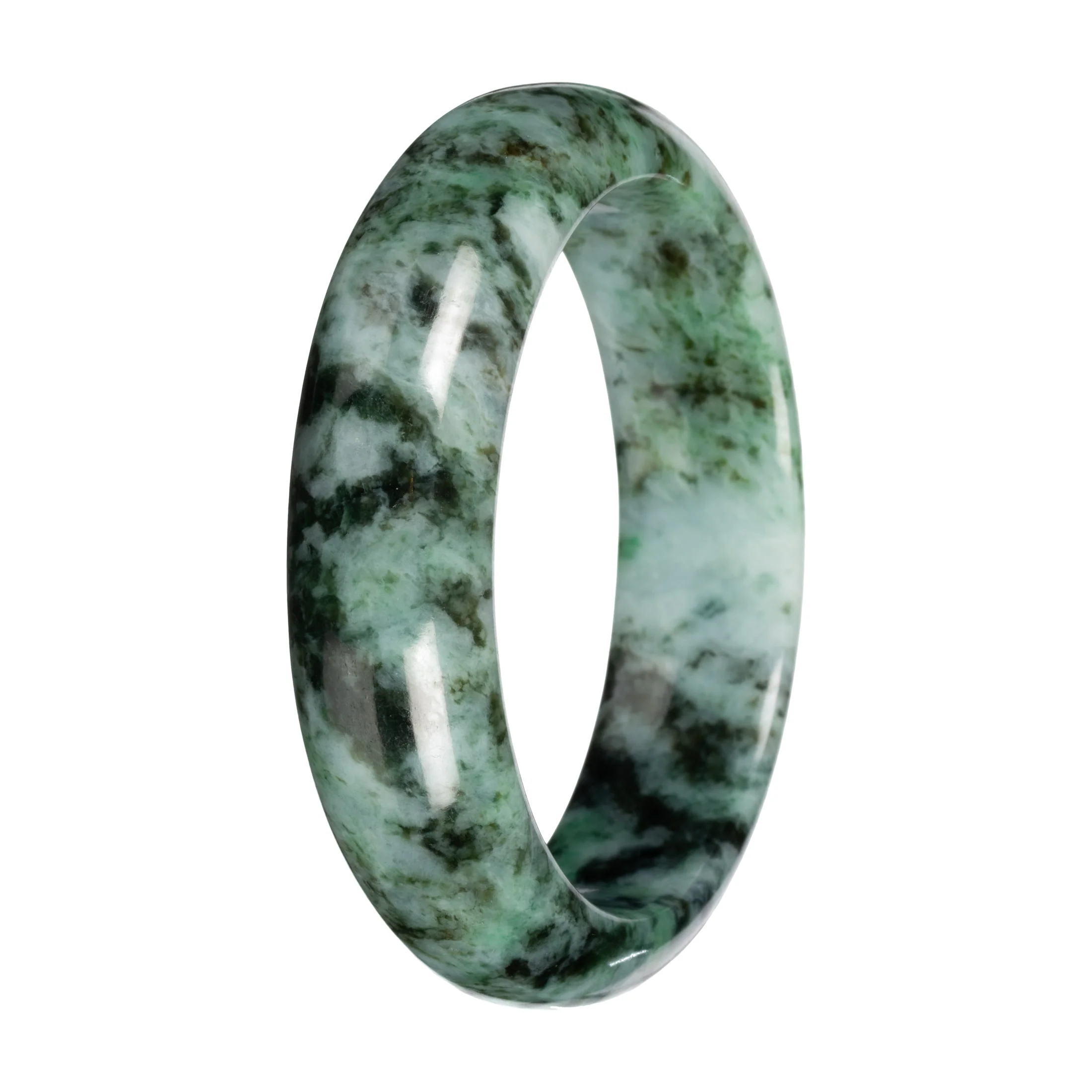 Natural Jadeite Half Moon Bangle Bracelet – 'The Landscape' (57mm–59mm) - Image 2