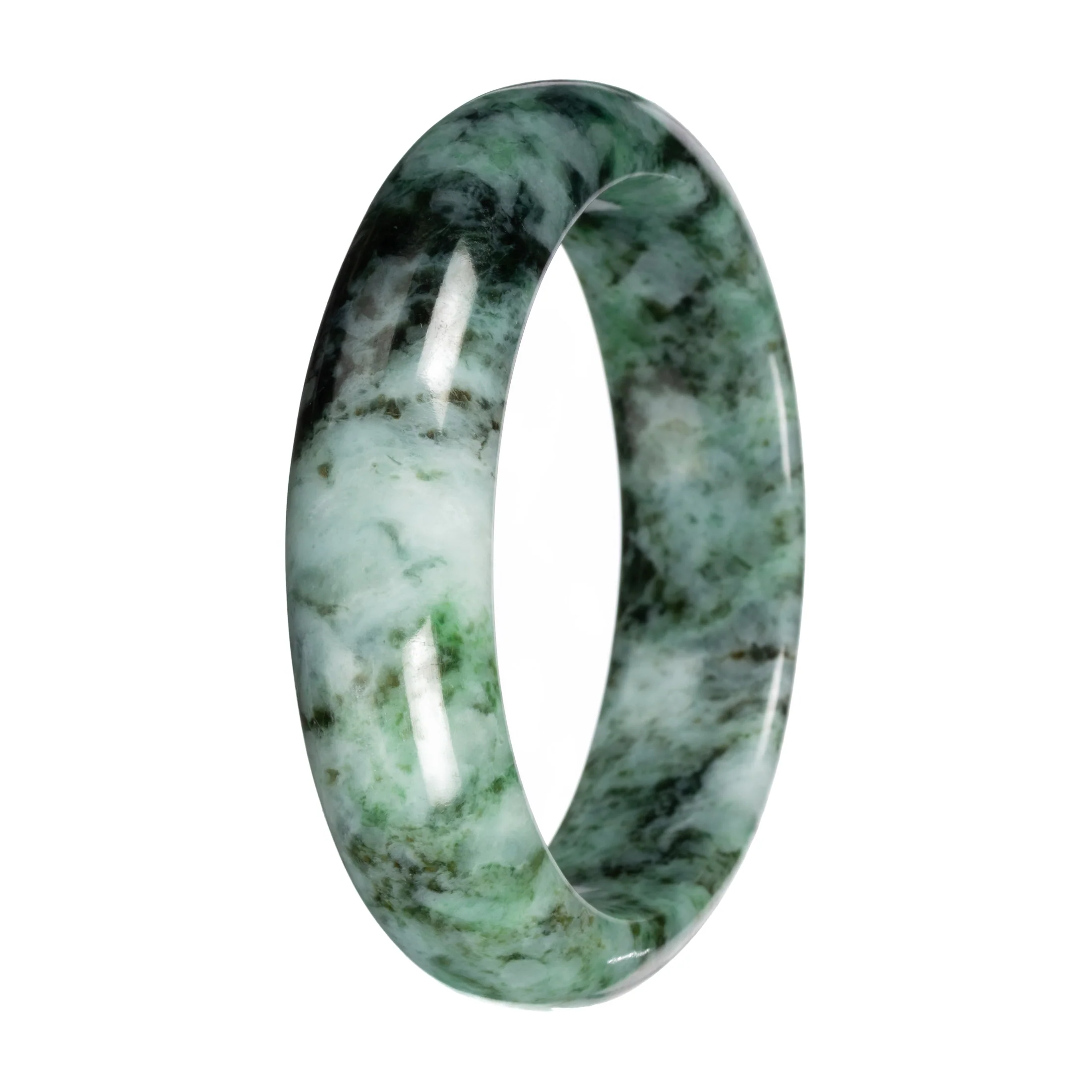 Natural Jadeite Half Moon Bangle Bracelet – 'The Landscape' (57mm–59mm) - Image 3