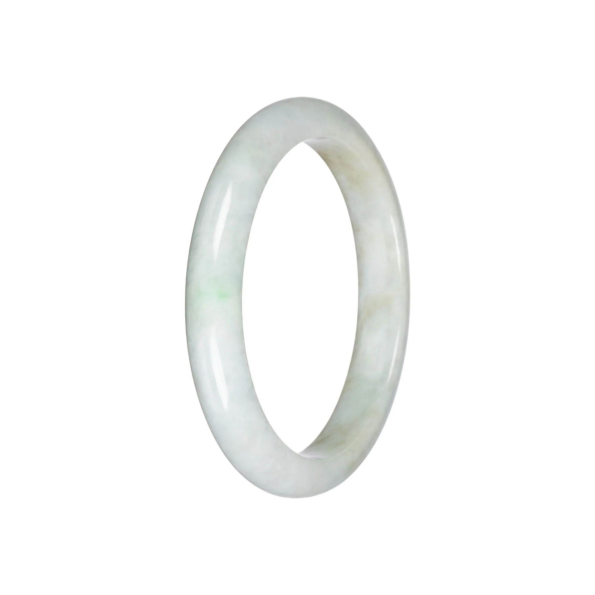 Natural Pale Green Traditional Jade Bangle Bracelet - 58mm Semi Round - Image 2