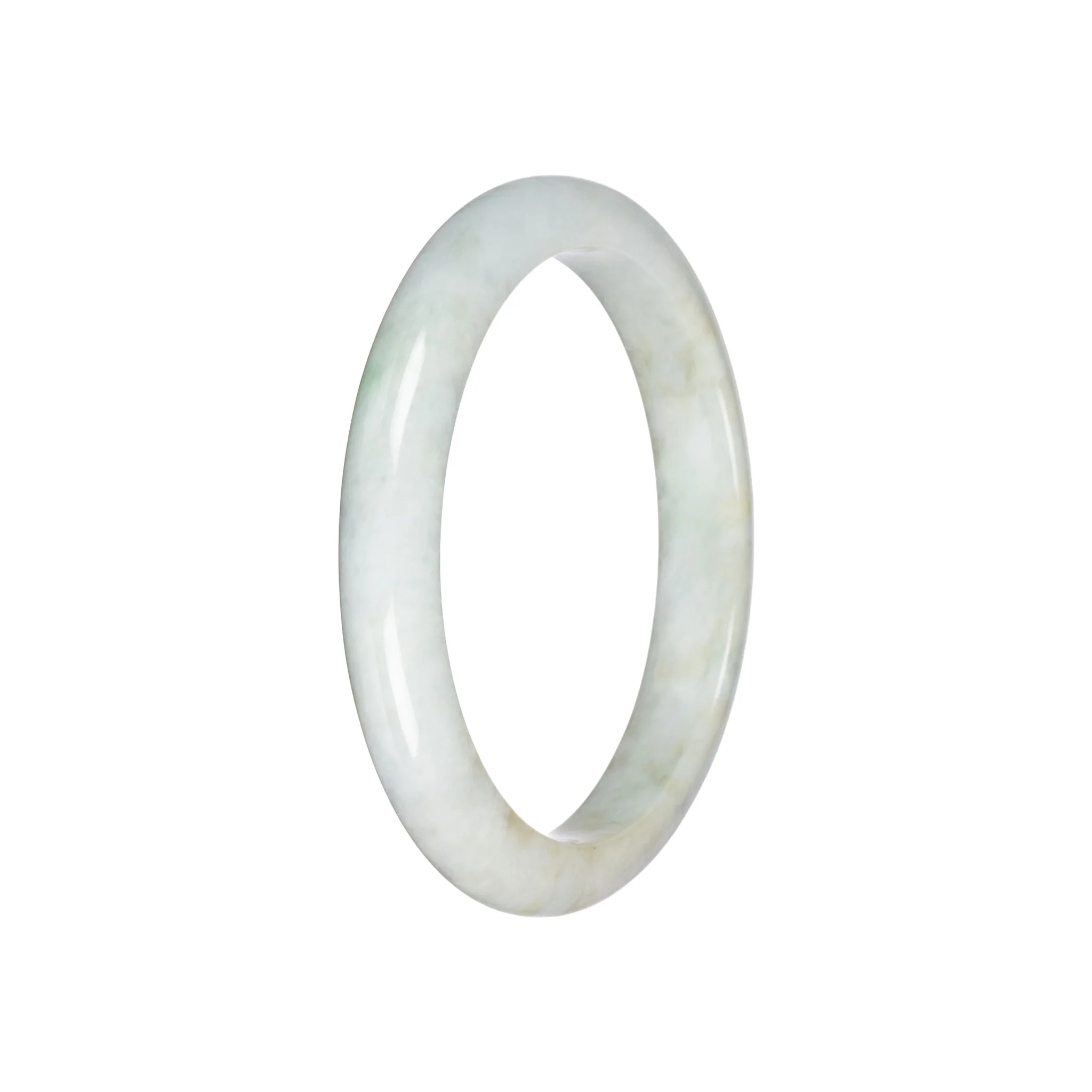 Natural Pale Green Traditional Jade Bangle Bracelet - 58mm Semi Round - Image 3