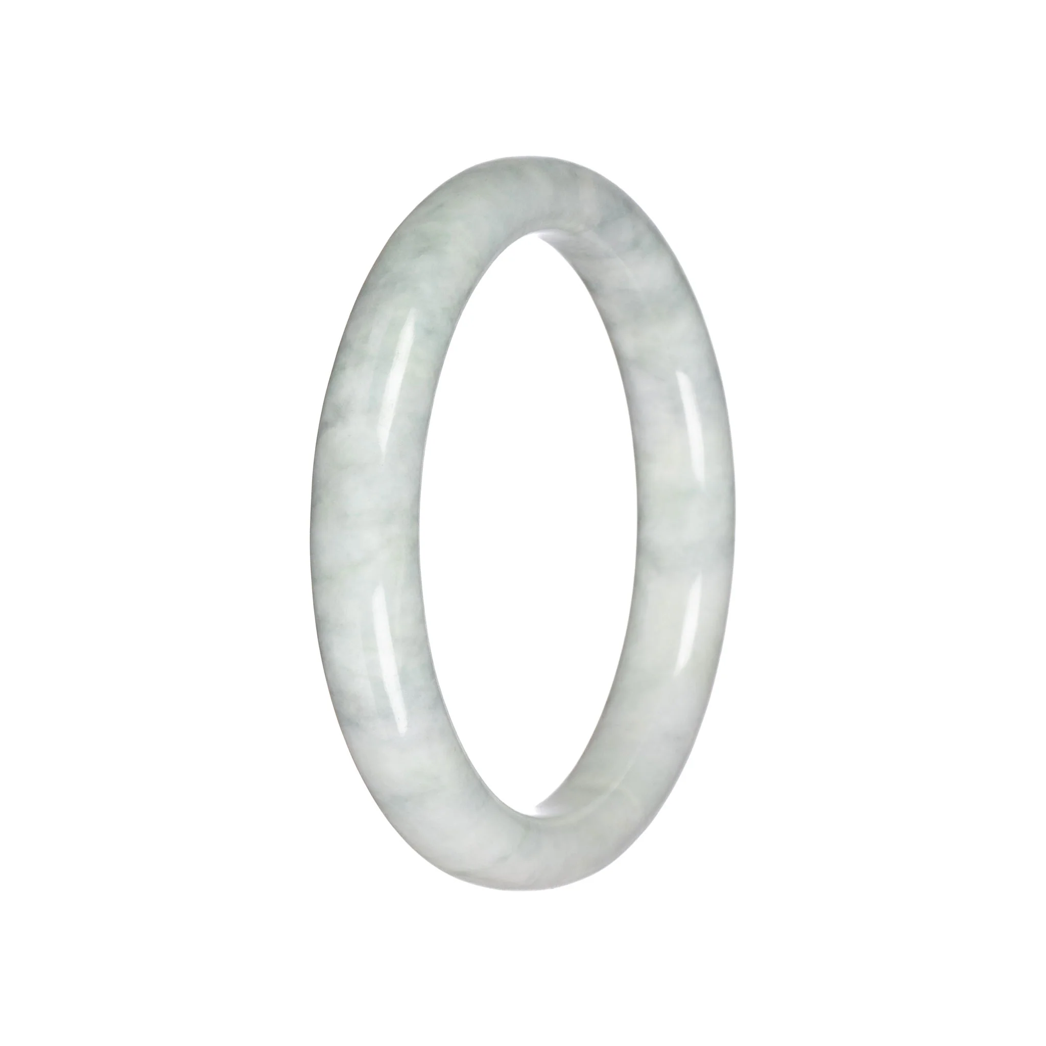 Natural White Pattern Jade Bangle - 60mm Semi Round - Image 3
