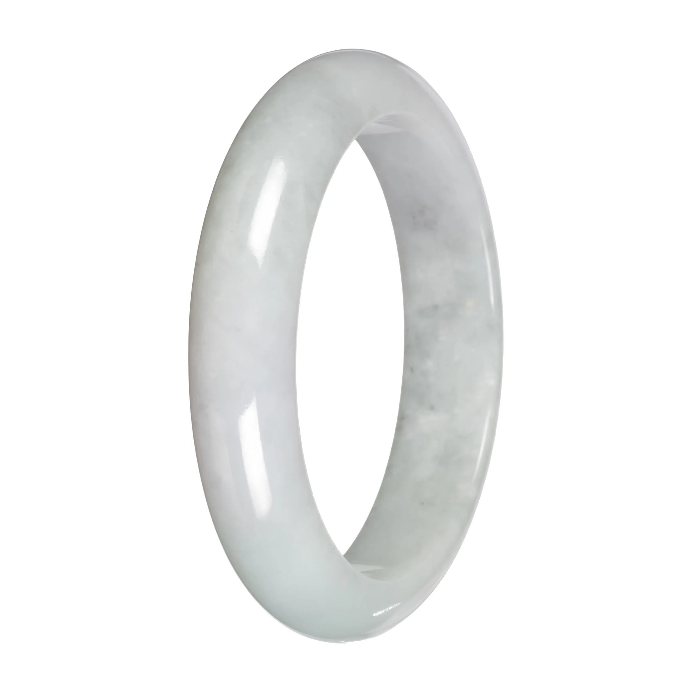 Natural White Traditional Jade Bangle - 58mm Half Moon