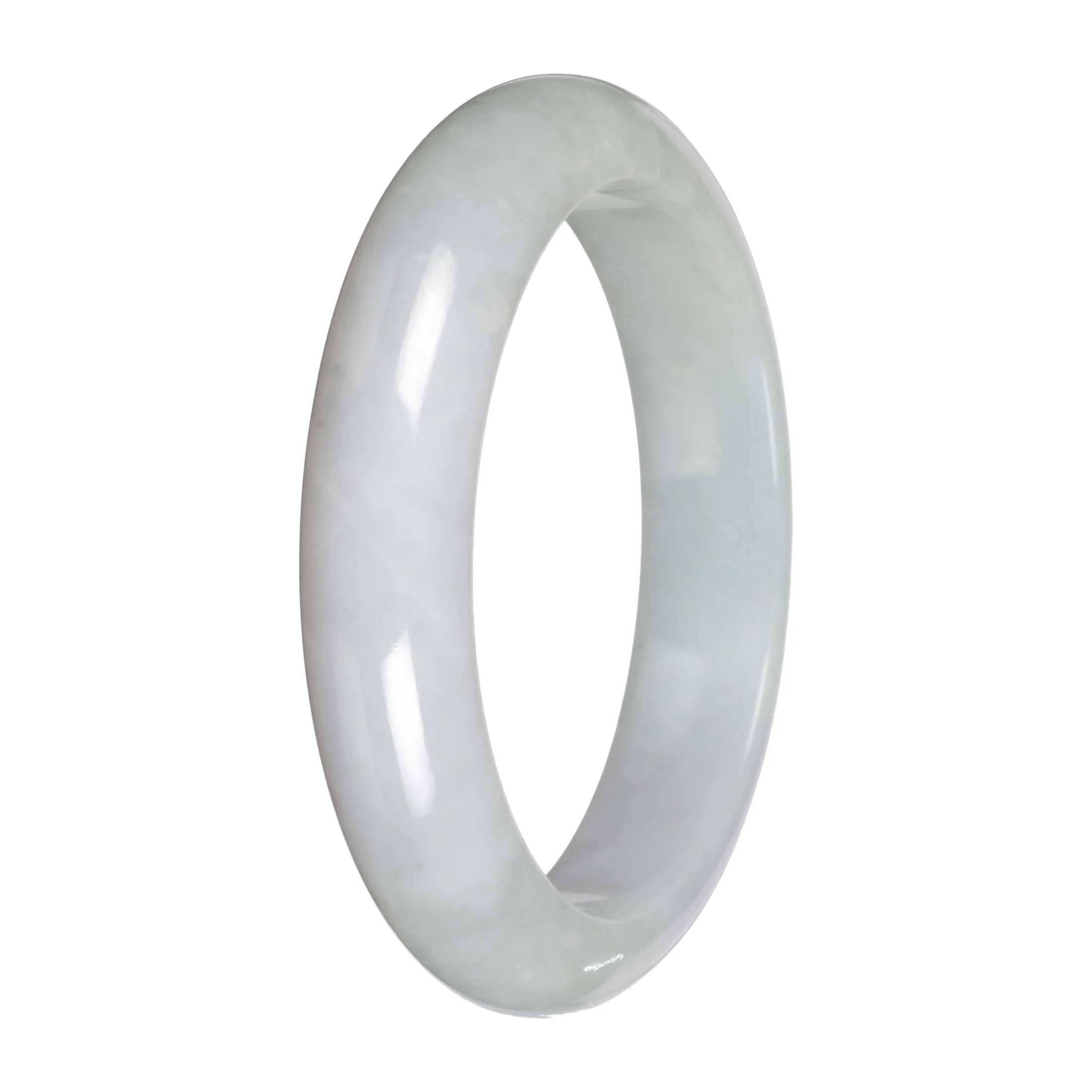 Natural White Traditional Jade Bangle - 58mm Half Moon - Image 2