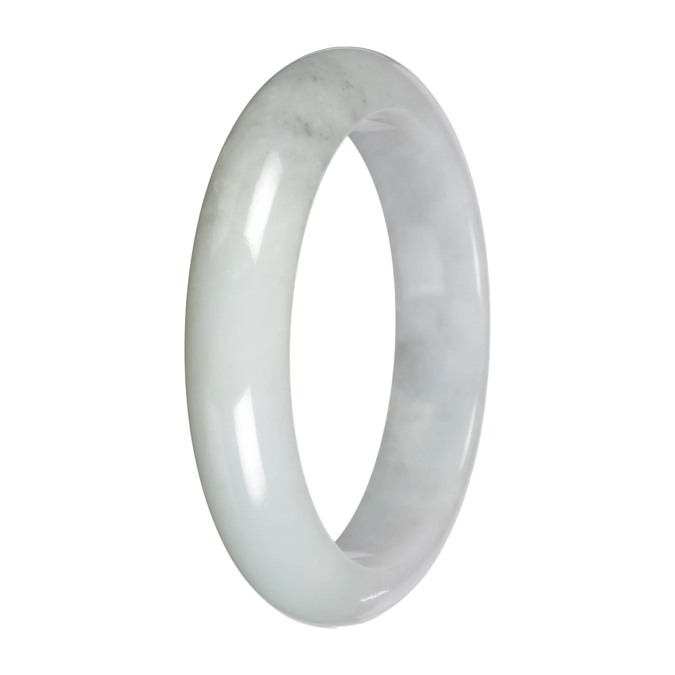 Natural White Traditional Jade Bangle - 58mm Half Moon - Image 3