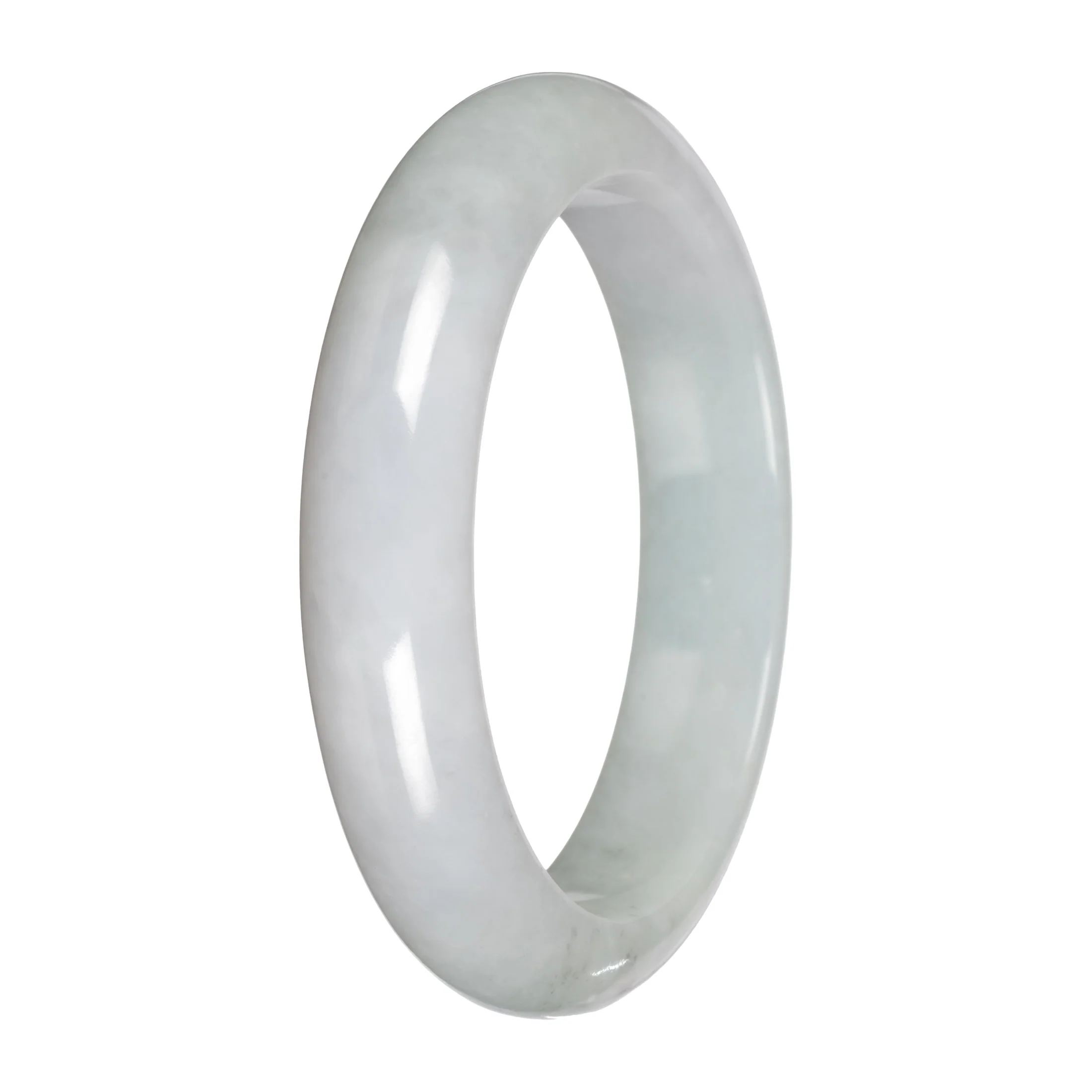Natural White Traditional Jade Bangle - 58mm Half Moon - Image 4