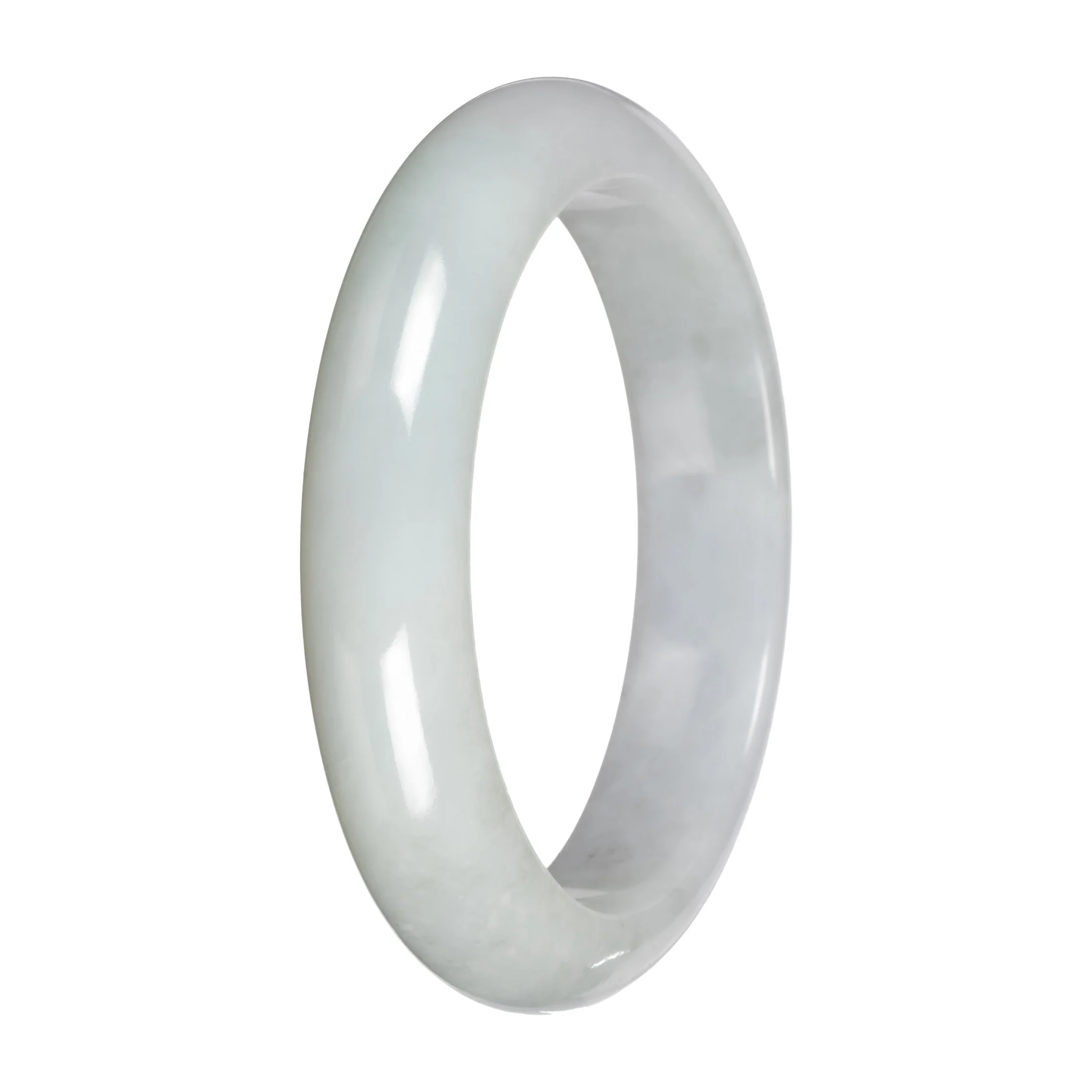 Natural White Traditional Jade Bangle - 58mm Half Moon - Image 5