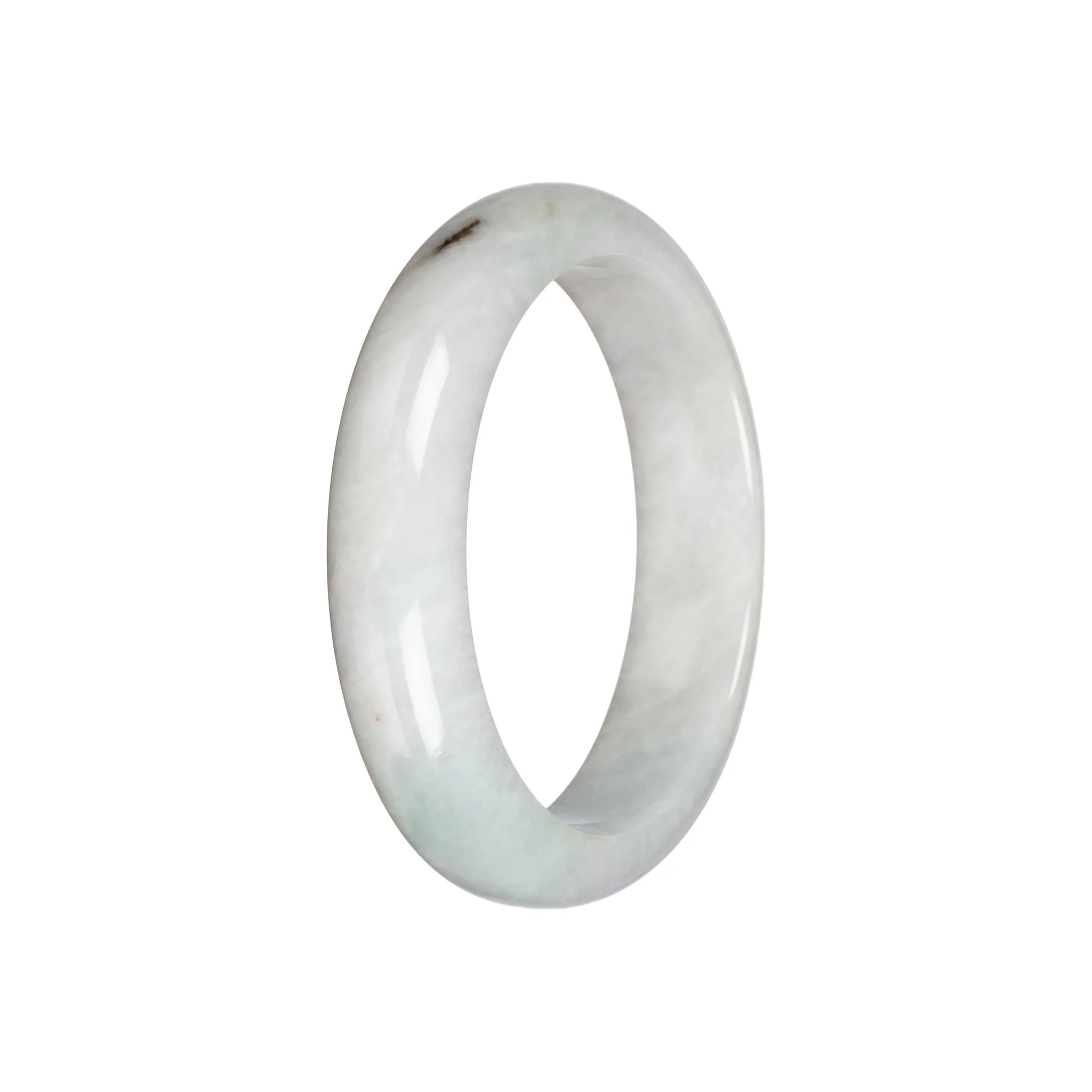 Natural White with Pale Green Traditional Jade Bangle - 55mm Half Moon - Image 2
