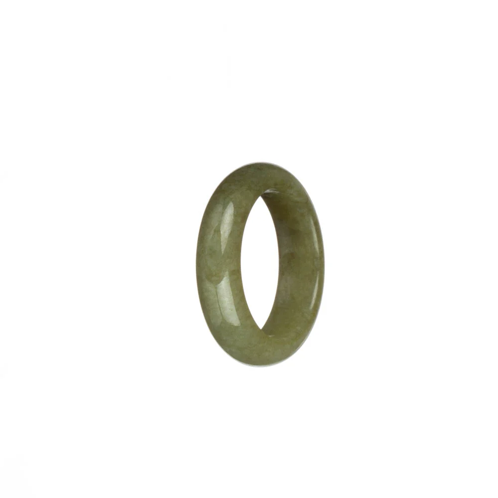 Certified Olive Green with Brown Patch Burmese Jade Ring - US 9.75