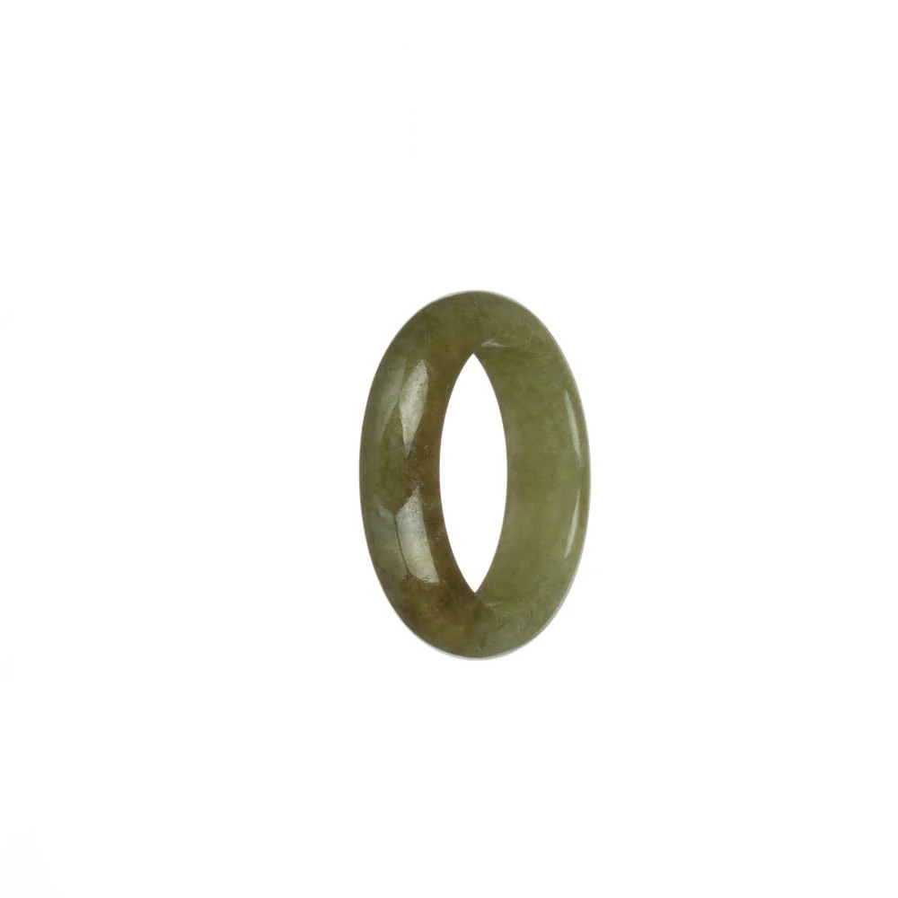 Certified Olive Green with Brown Patch Burmese Jade Ring - US 9.75 - Image 2