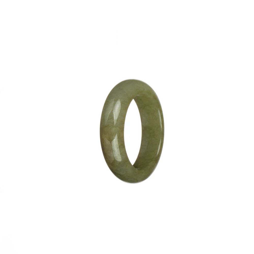 Certified Olive Green with Brown Patch Burmese Jade Ring - US 9.75 - Image 3