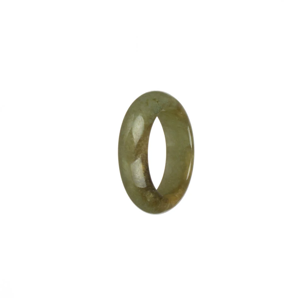 Real Olive Green with Brown Patch Jadeite Jade Ring - US 9.5 - Image 3