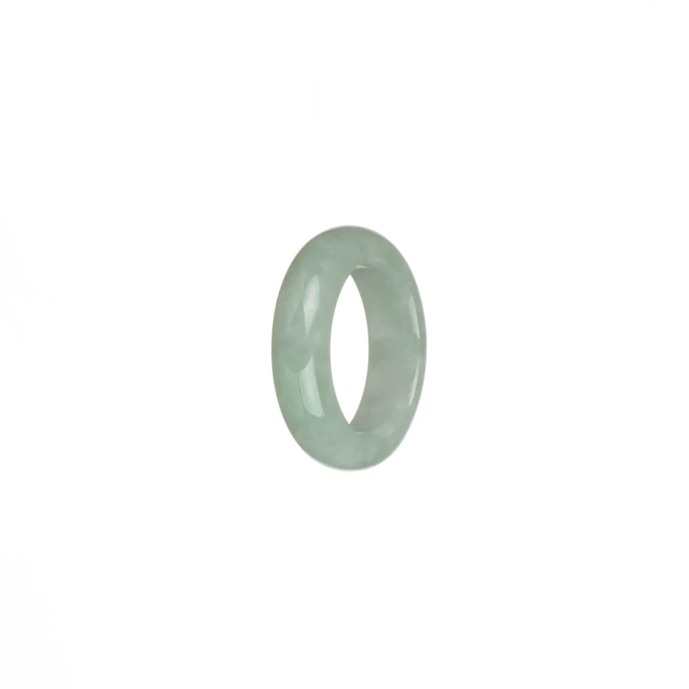 Real Pale Green and White Burma Jade Ring - US 6 - Image 3