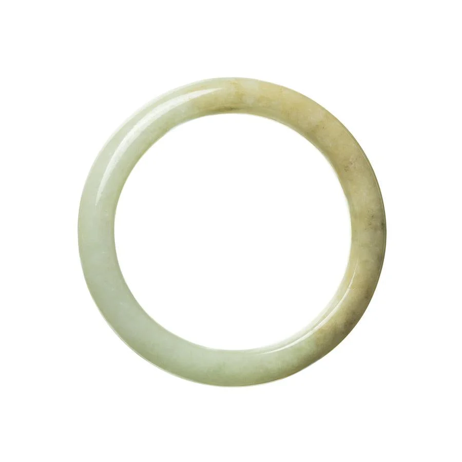 Genuine Grade A Pale Green Brown Burmese Jade Bangle - 56mm Semi Round - Image 2