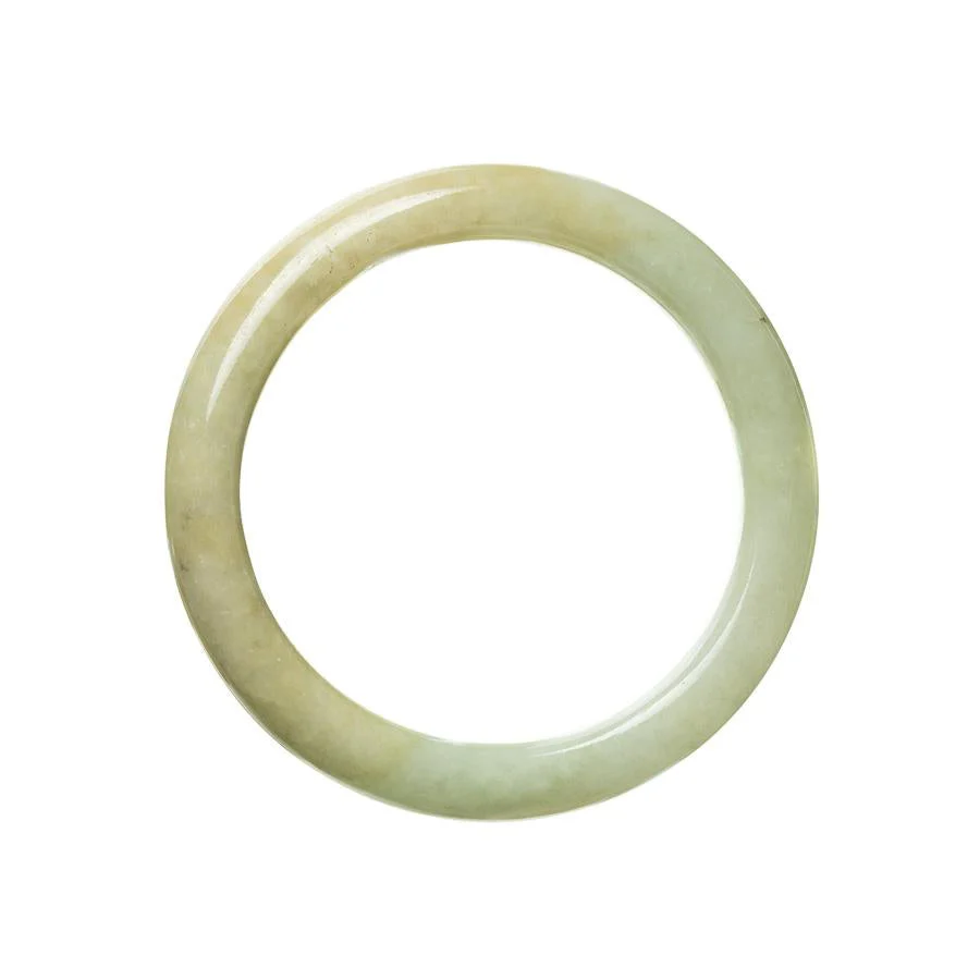 Genuine Grade A Pale Green Brown Burmese Jade Bangle - 56mm Semi Round - Image 3