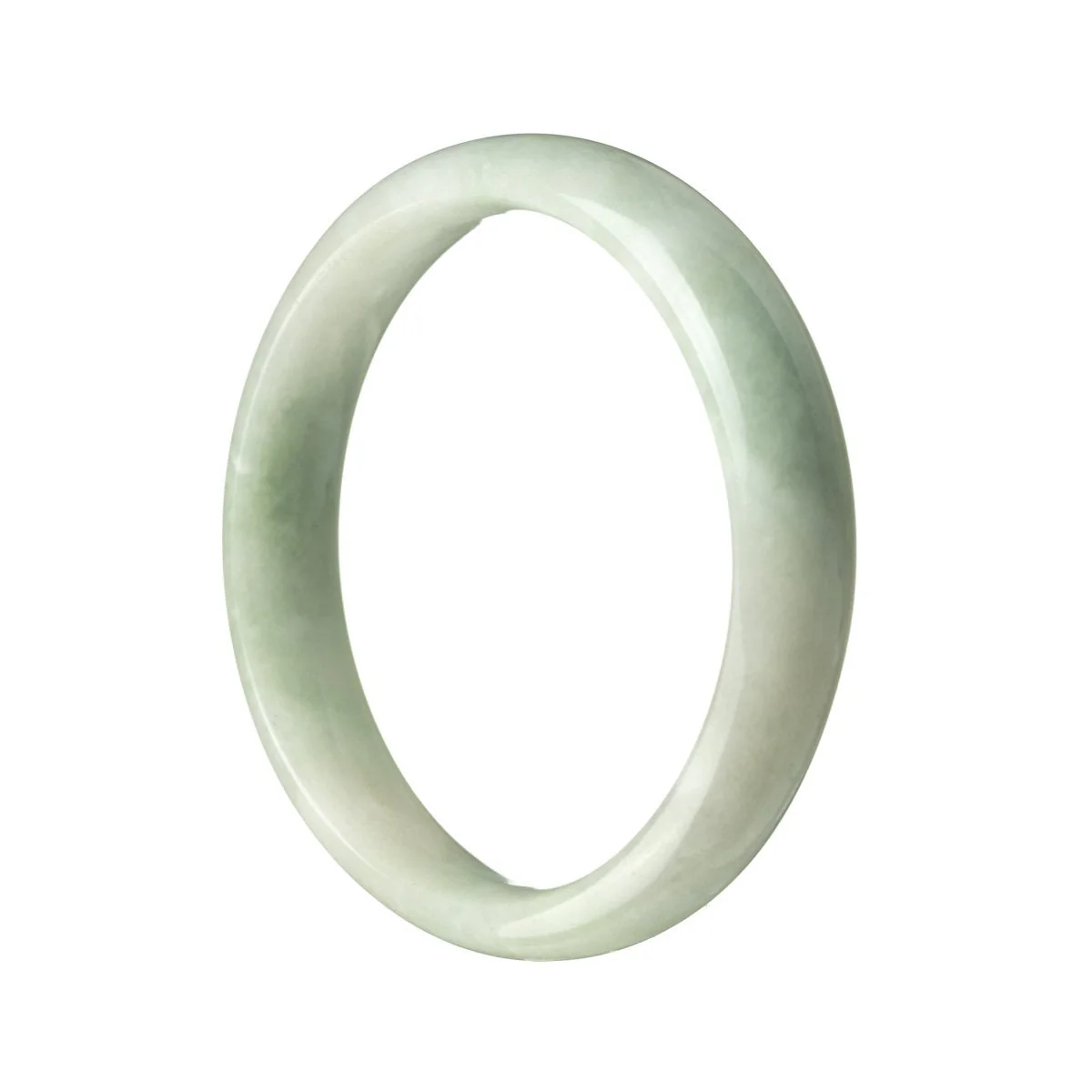 Real Type A Pale Green Burma Jade Bangle Bracelet - 57mm Half Moon