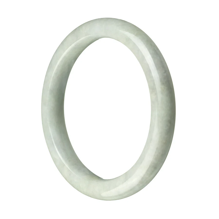 Genuine Grade A Pale Green Jade Bangle Bracelet - 60mm Semi Round
