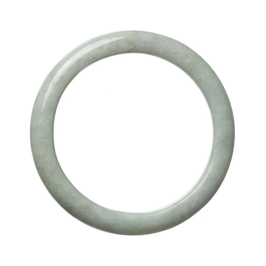 Genuine Grade A Pale Green Jade Bangle Bracelet - 60mm Semi Round - Image 2