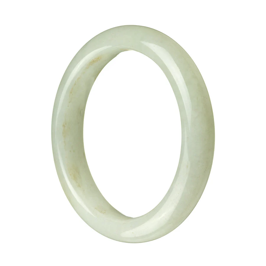 Certified Type A Pale Green Jade Bangle Bracelet - 59mm Semi Round