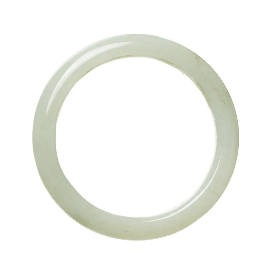 Certified Type A Pale Green Jade Bangle Bracelet - 59mm Semi Round - Image 2