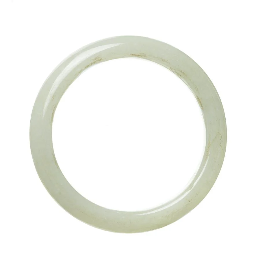Certified Type A Pale Green Jade Bangle Bracelet - 59mm Semi Round - Image 3