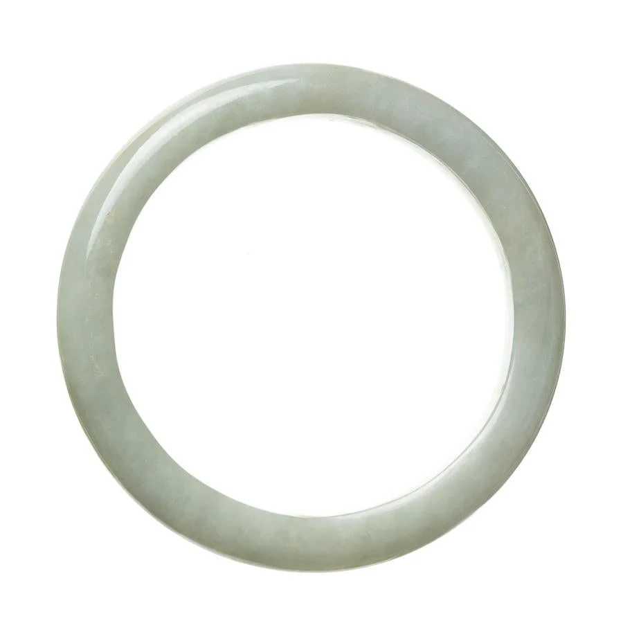 Genuine Grade A Pale Green Burmese Jade Bracelet - 64mm Semi Round - Image 2