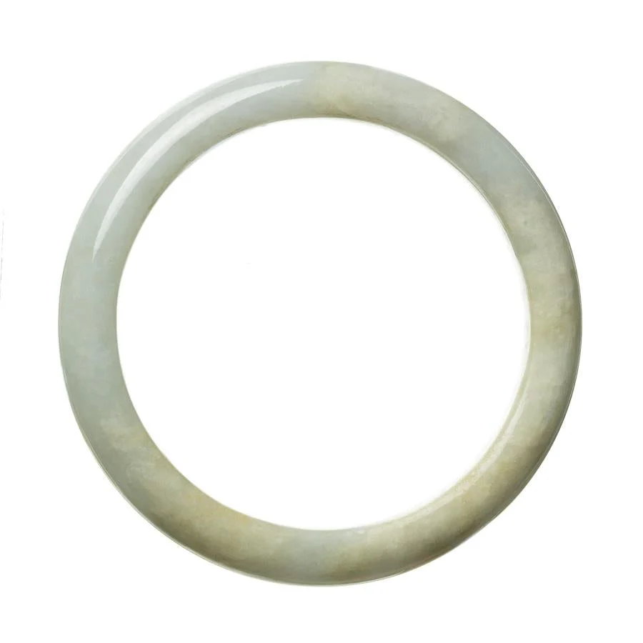 Genuine Grade A Pale Green Burmese Jade Bracelet - 64mm Semi Round - Image 3