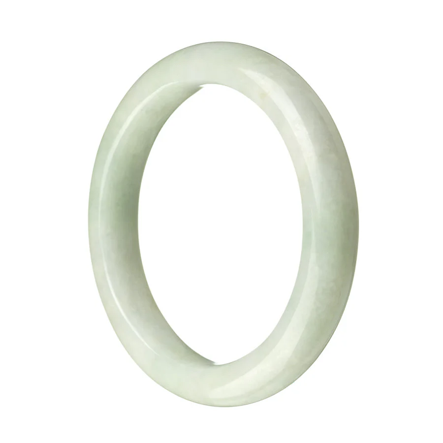 Certified Natural Pale Green Jade Bangle Bracelet - 59mm Semi Round