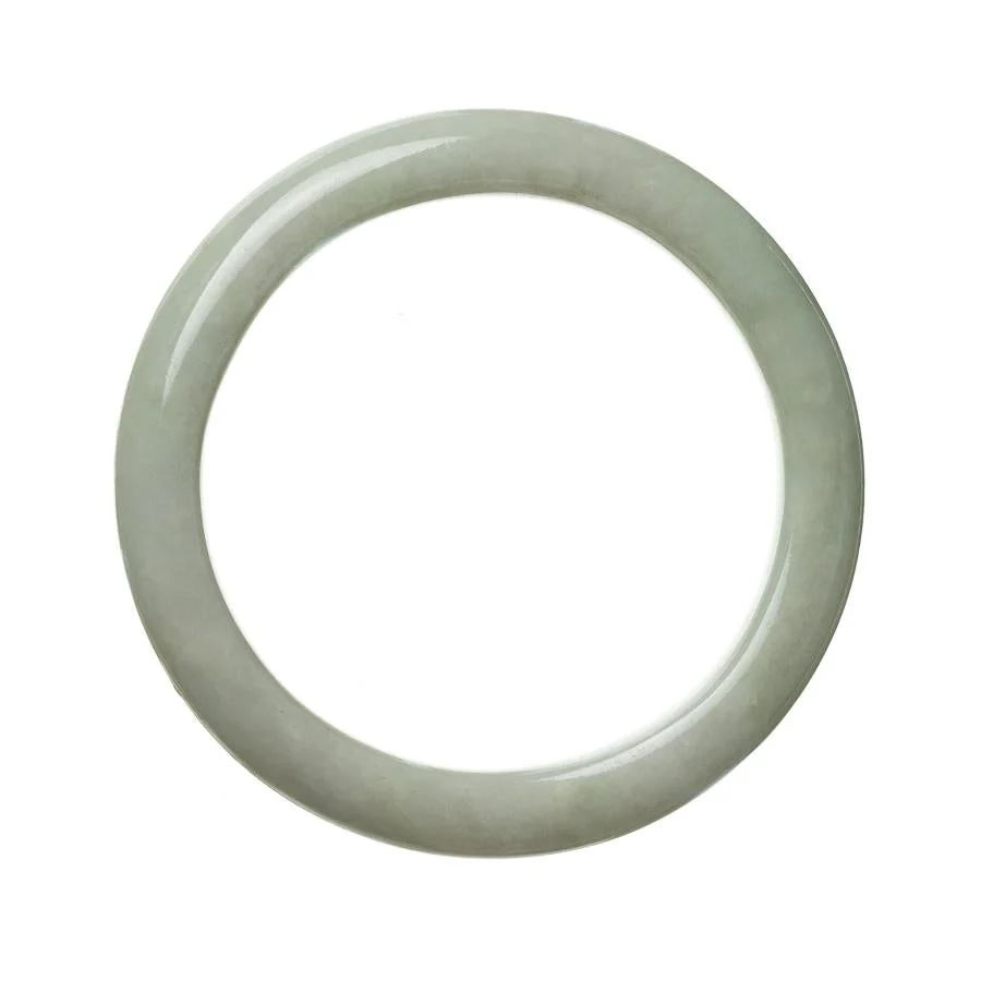 Certified Natural Pale Green Jade Bangle Bracelet - 59mm Semi Round - Image 2