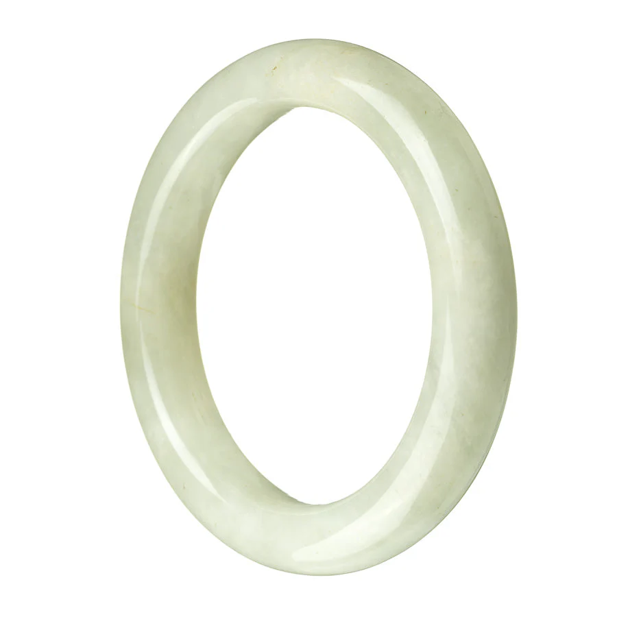 Authentic Grade A Pale Green Burma Jade Bangle - 60mm Semi Round