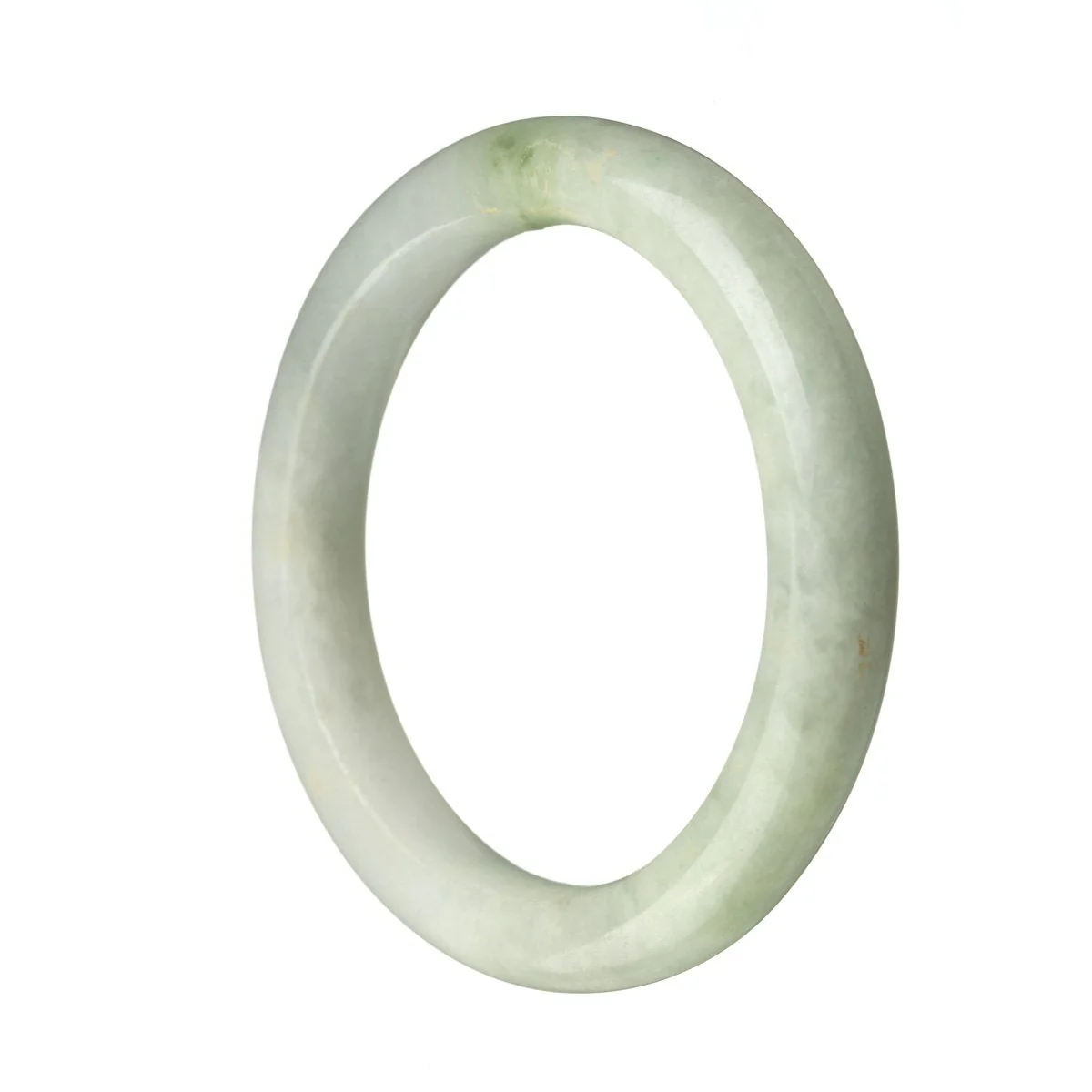 Certified Type A Pale Green Jade Bracelet - 56mm Semi Round