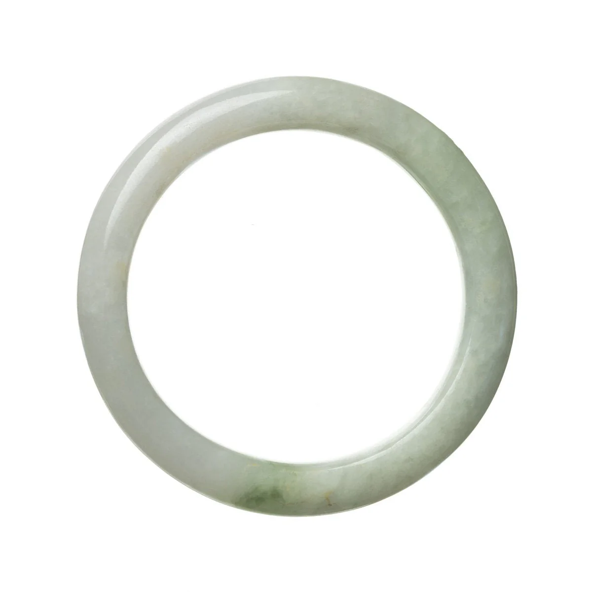 Certified Type A Pale Green Jade Bracelet - 56mm Semi Round - Image 2