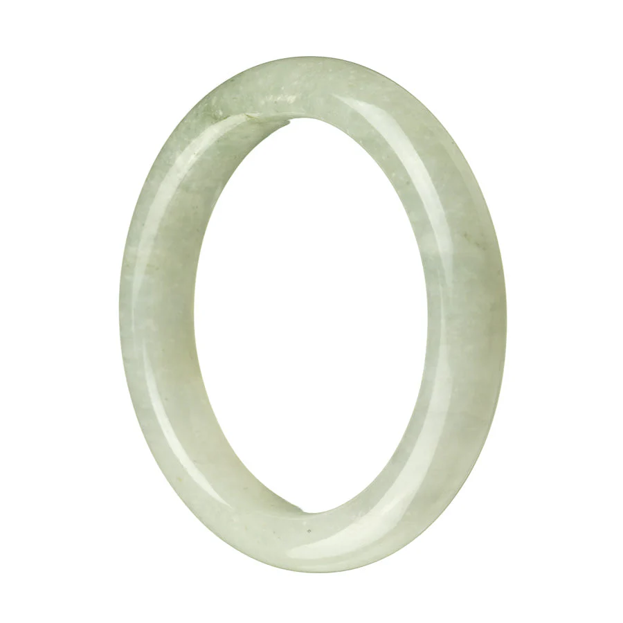 Authentic Type A Pale Green Traditional Jade Bangle Bracelet - 59mm Semi Round