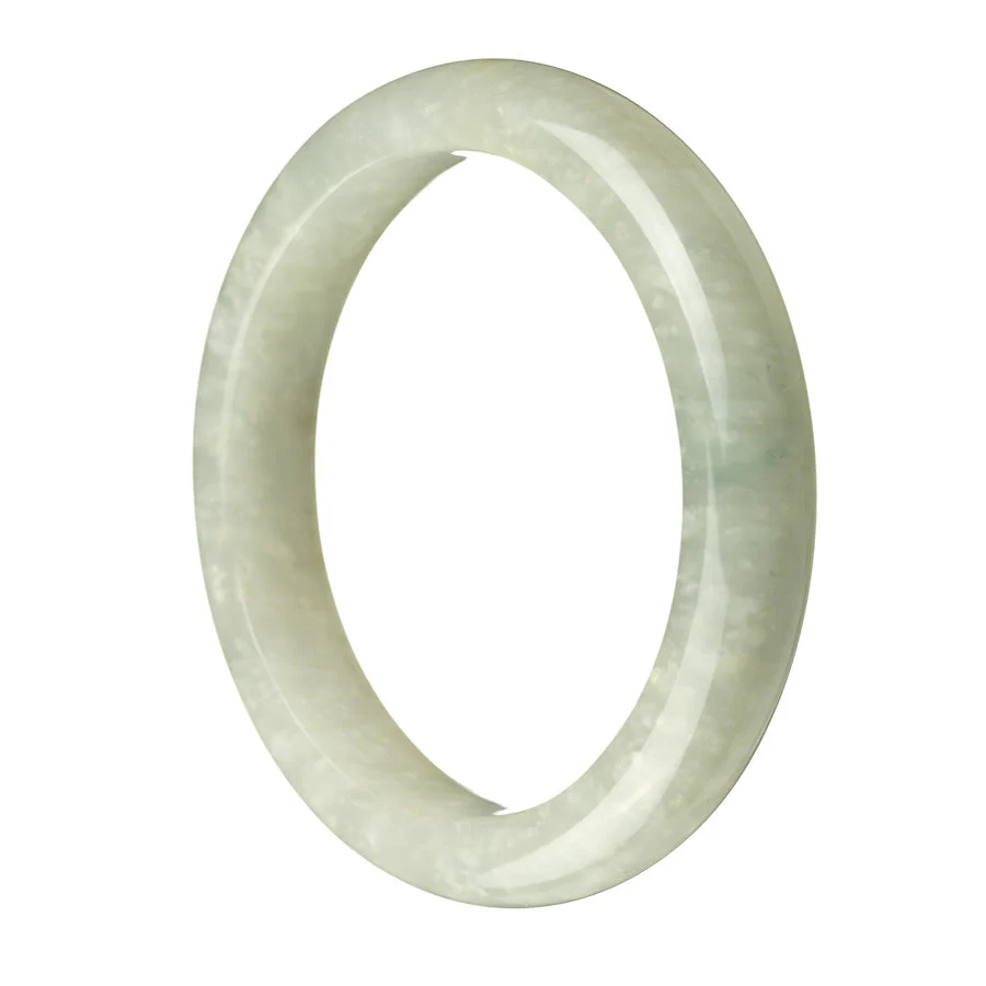 Certified Type A Pale Green Jade Bracelet - 63mm Semi Round