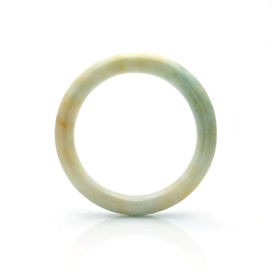 Genuine Untreated Pale Green Jade Bangle - 57mm Semi Round