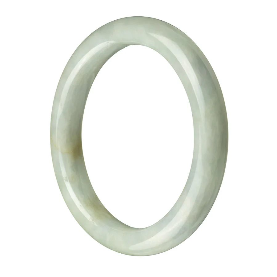 Authentic Natural Pale Green Jadeite Jade Bangle - 62mm Semi Round