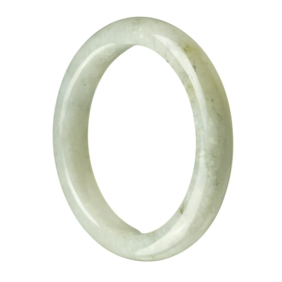 Genuine Natural Pale Green Burmese Jade Bangle - 62mm Semi Round