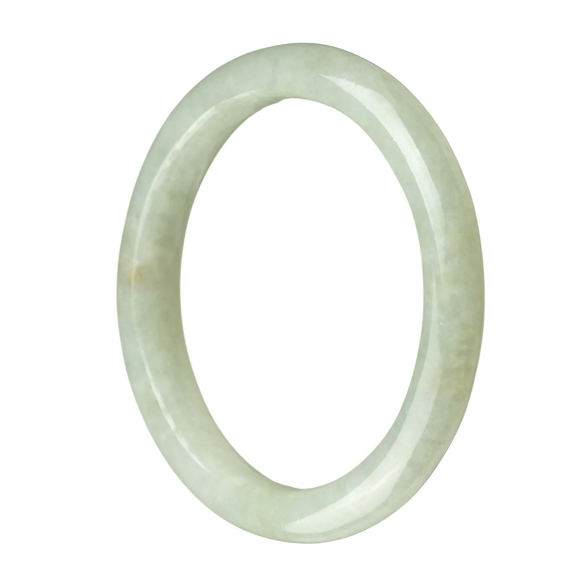 Genuine Untreated Pale Green Burmese Jade Bangle Bracelet - 62mm Semi Round