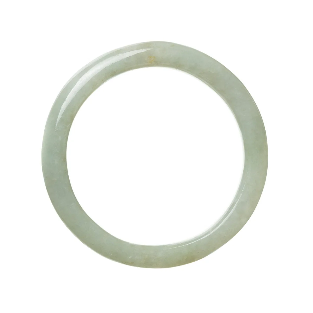 Genuine Untreated Pale Green Burmese Jade Bangle Bracelet - 62mm Semi Round - Image 2