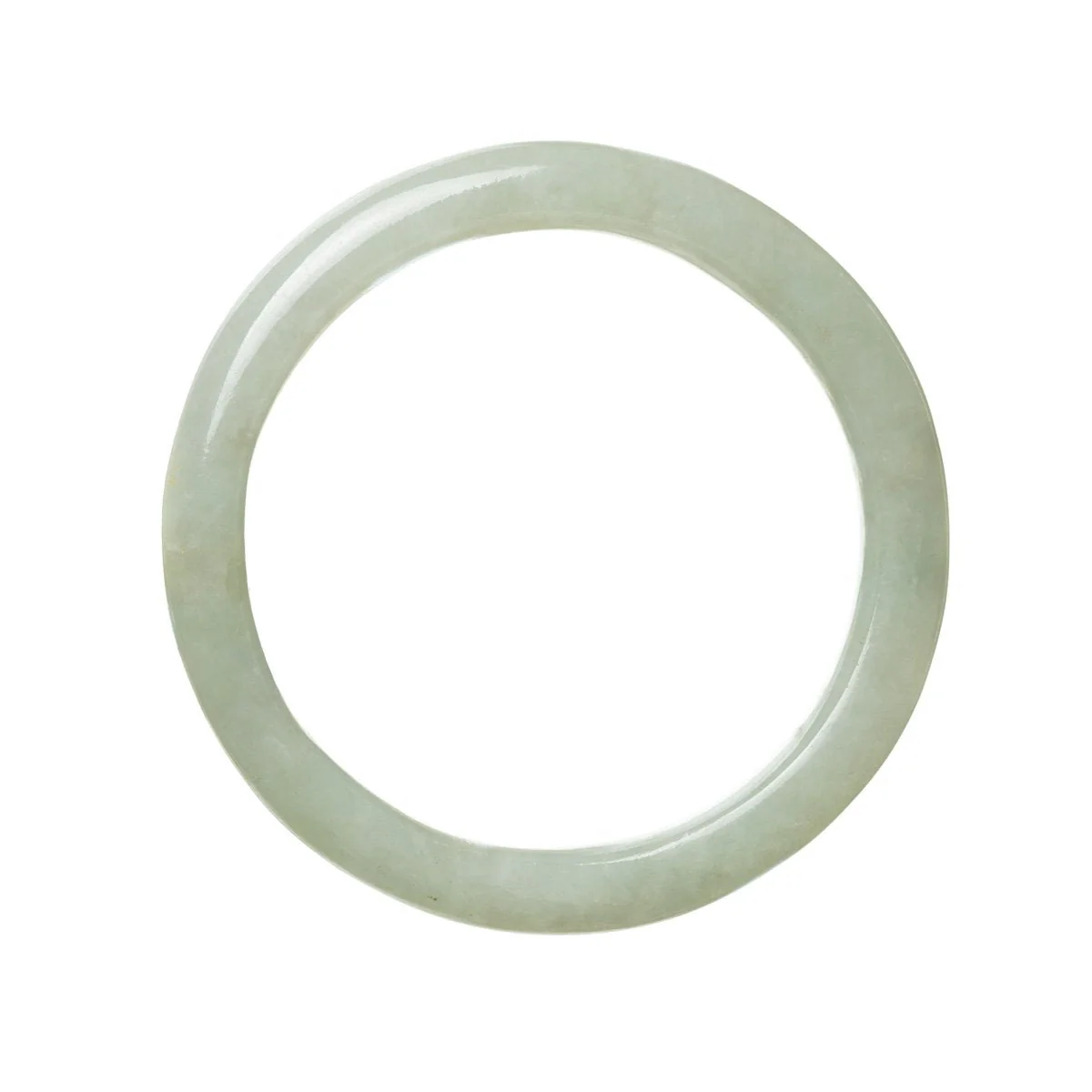 Genuine Untreated Pale Green Burmese Jade Bangle Bracelet - 62mm Semi Round - Image 3