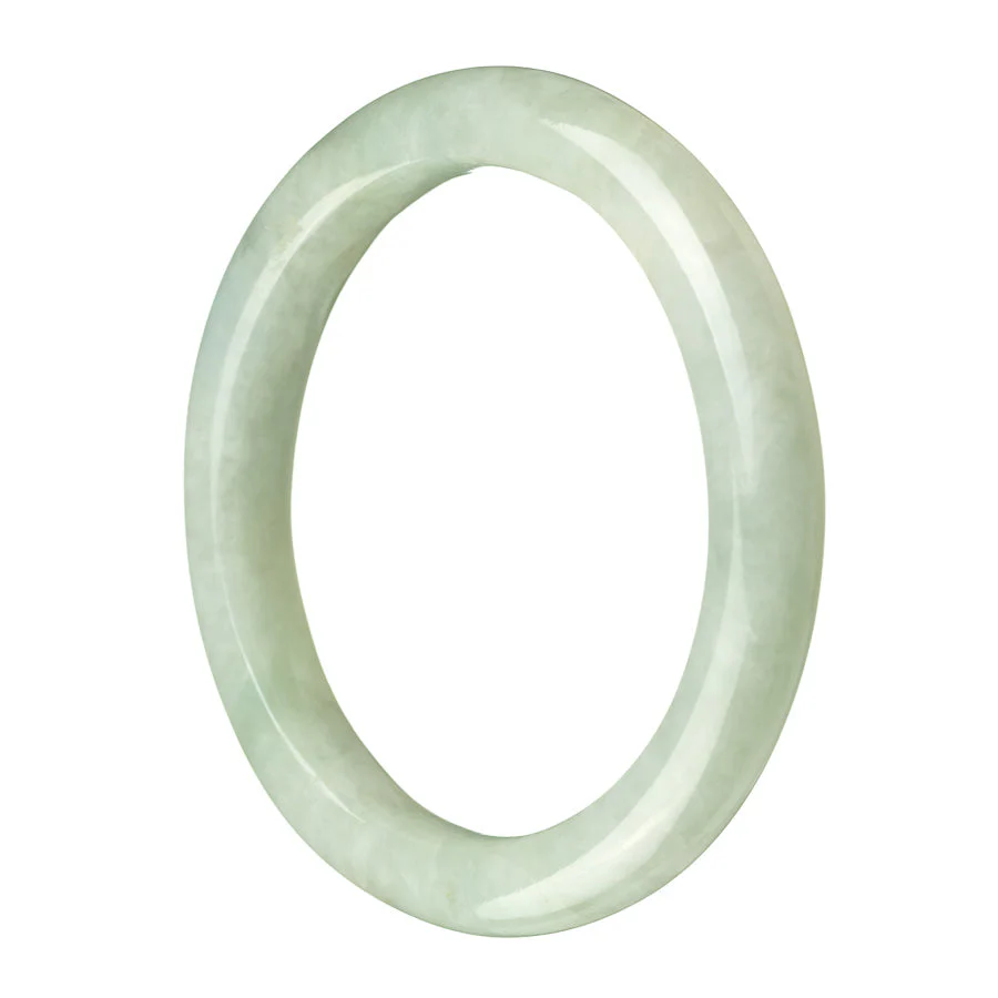 Real Natural Pale Green Burmese Jade Bangle Bracelet - 63mm Semi Round