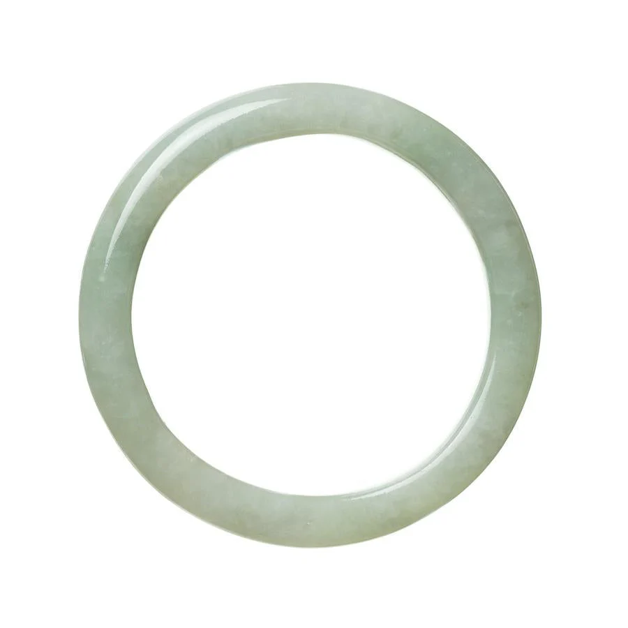 Real Natural Pale Green Burmese Jade Bangle Bracelet - 63mm Semi Round - Image 2