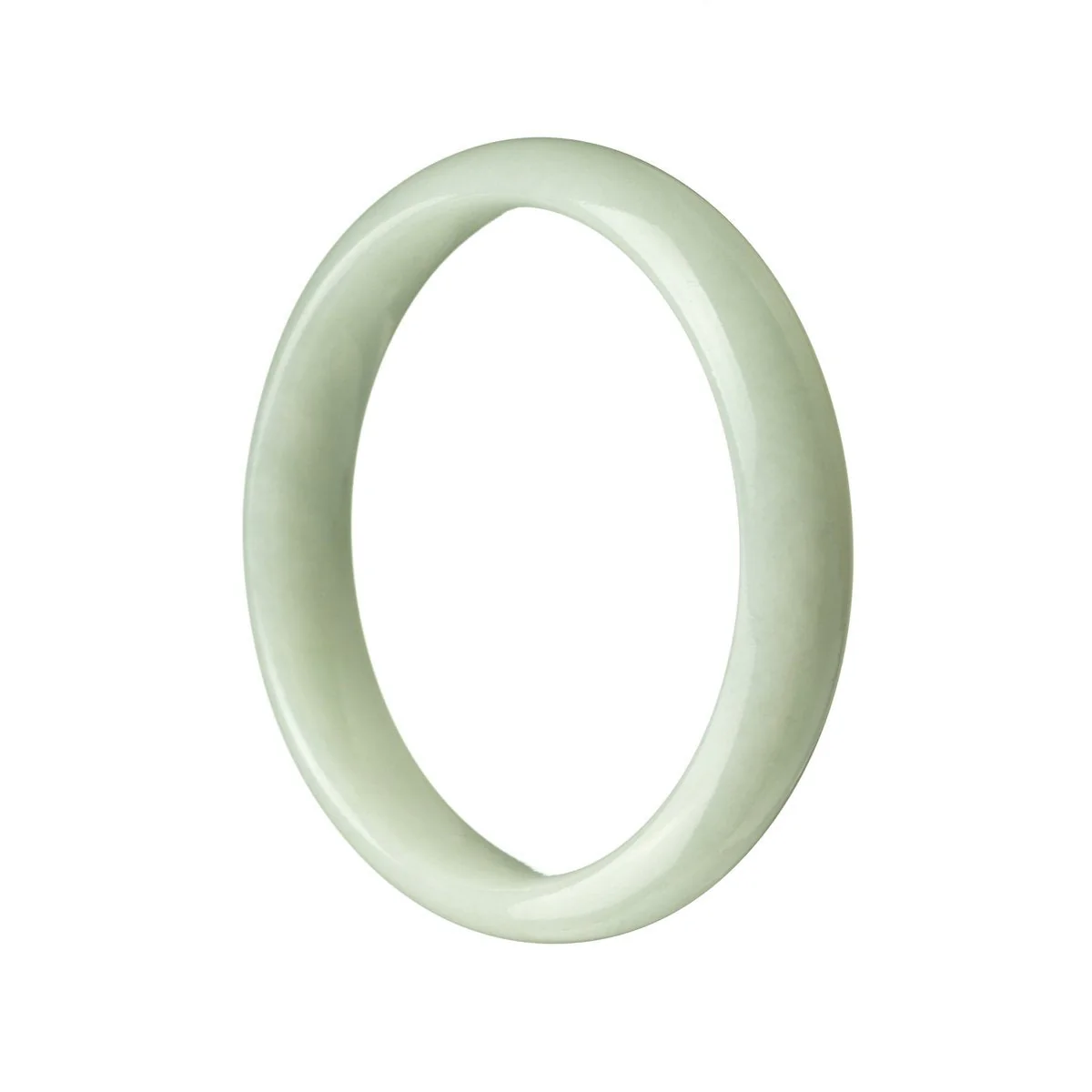Genuine Grade A Pale Green Jadeite Bangle Bracelet - 56mm Half Moon